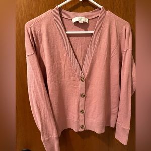 LOFT Pink Button Up Cardigan - S